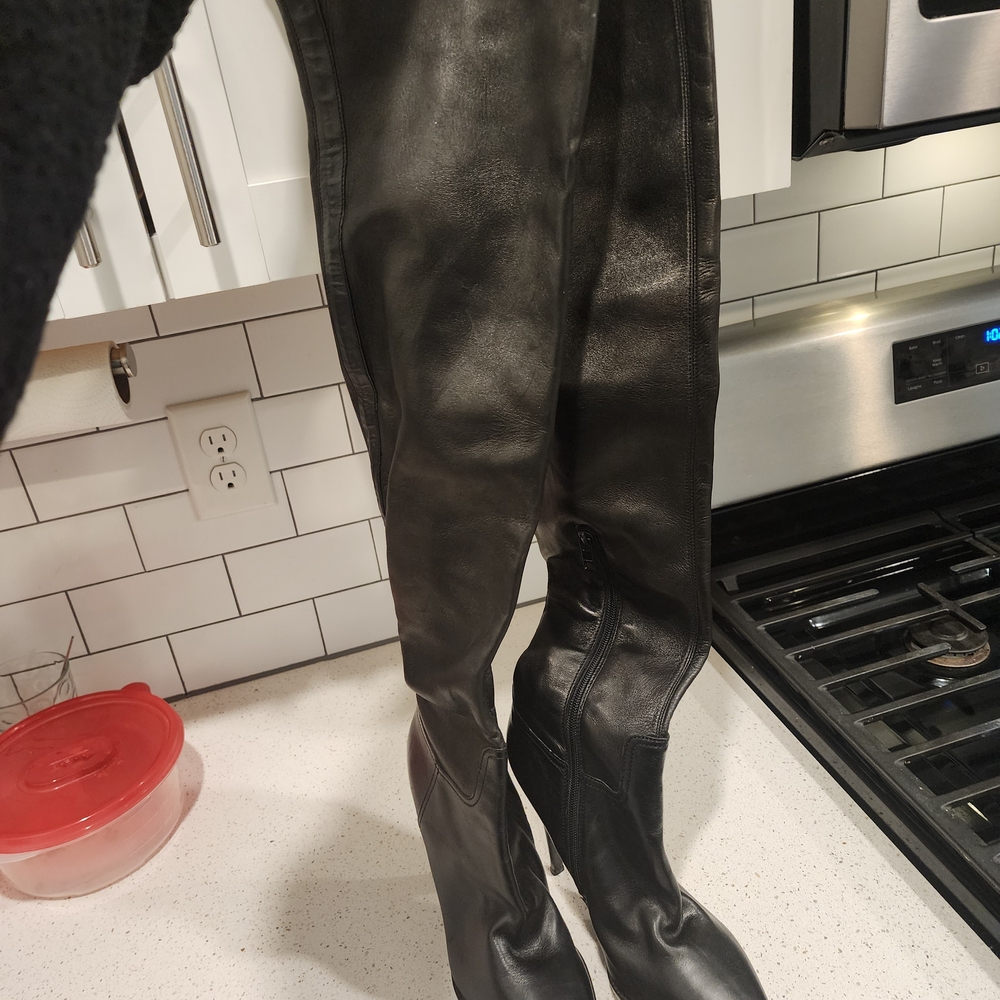 Ralph Lauren Black Leather Heeled Boots